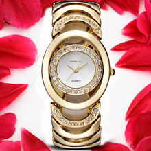 Часы CRRJU женские из розового золота, роскошные с браслетом 2024 - купить недорого