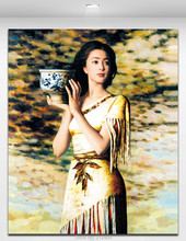 Женщины держат керамику-тело искусство масляной живописи от китайских художников напечатано на холсте Безрамное настенное Искусство украшение дома 2024 - купить недорого