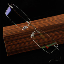 Super light frames rimless eyeglasses mens eyewear prescription pure titanium alloy frame B female myopia glasses 2024 - buy cheap