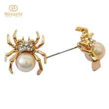 Navachi-pendientes de botón de cristal para mujer, tarántulas de araña, Perla amarilla GP, diamantes de imitación, SMT1299 2024 - compra barato