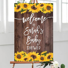 Tablero de bienvenida para Baby Shower, placa de bienvenida para Baby Shower con girasol, señal de bienvenida 2024 - compra barato