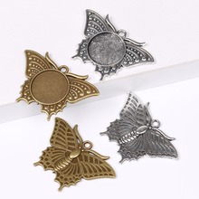 onwear 5pcs butterfly pattern blank metal cabochon setting 20mm dia diy pendant base trays for necklace making 2024 - buy cheap
