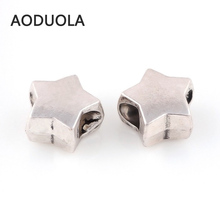10 Pcs a Lot Silver plated Alloy Beads Sta DIY Big Hole Metal Beads Spacer Murano Bead Charm Fit For Pandora Charms Bracelet 2024 - buy cheap