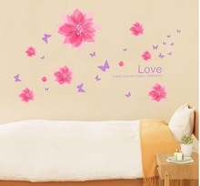 Venda quente 2017 moda decalque flor borboleta decoração do quarto vinil arte mural diy adesivo de parede decalque 2024 - compre barato