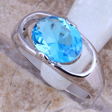 Admirable Sky Blue Cubic Zirconia Silver Plated  Ring Size 6 / 7 / 8 / 9 R0257 2024 - buy cheap