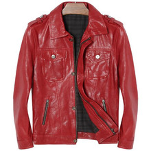Brand Genuine Leather Jackets For Men 100% Real Sheepskin Coat Red Slim Fit High Quality Jacket Male veste en cuir homme 2024 - buy cheap