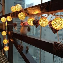 LED String Lights Battery Powered Fairy Lights 3M Rattan Ball for Party Wedding Garden Patio Bedroom Indoor Outdoor Decoration 2024 - buy cheap
