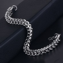 Homens jóias de aço inoxidável quadrado link chain pulseiras hip hop pulseira masculino prata cor presentes qualidade sl034 2024 - compre barato