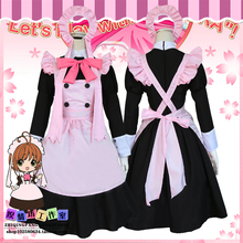 Halloween Party Cos Cartoon Anime CardCaptor SAKURA Cosplay KINOMOTO SAKURA Cafe maid Female Woman Cosplay Costume 2024 - buy cheap