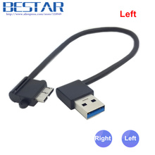 Левый и правый угловой 90 градусов USB3.0 USB 3,0 A папа к Micro B папа 90 градусов черный кабель 2024 - купить недорого