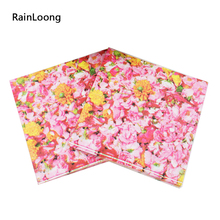 [RainLoong] Flower Printed Paper Napkin Pink Floral Event & Party Supplies Tissue Guardanapo Servilleta 33*33cm 1 pack 2024 - buy cheap