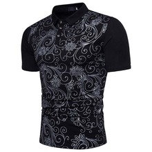 Camiseta informal de manga corta para Hombre, camisa con estampado de flores y cuello vuelto, de verano 2024 - compra barato
