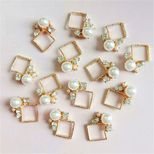 SEA MEW-conectores de perlas de cristal dorado KC para fabricación de joyas, 10 Uds., 1,3x1,9 cm, aleación de Metal, a la moda 2024 - compra barato