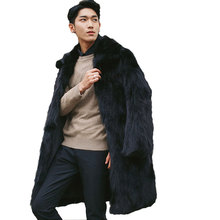 Casaco masculino de pelo de raposa, nova versão coreana do grama, casaco longo de pele de raposa, tamanho artificial, outono e inverno, 2018 2024 - compre barato