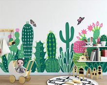 Beibehang personalizado papel de parede nordic minimalista pintados à mão americano jardim cactus quarto das crianças fundo da parede 3d 2024 - compre barato