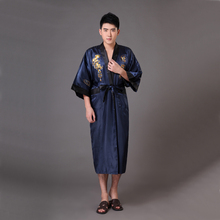 Bata de baño Kimono Reversible para hombre, ropa de dormir china de satén de seda con bordado de dragón a dos lados, tallas S, M, L, XL, XXL, XXXL, MR015 2024 - compra barato