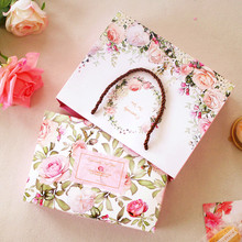 Saco de papel de biscoito de doces florais rosa flor chocolate caixa de presente festa de casamento biscoito caixa de embalagem dia dos namorados nougat presente saco 2024 - compre barato