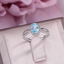 Женское кольцо из серебра 925 пробы с топазом, обручальное кольцо с 100% натуральным овальным голубым топазом, CCRI030 2024 - купить недорого