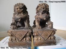 China classical Bronze Gilt Palace Feng Shui Evil Bei Jing Foo Dog Lion Pair 2024 - buy cheap
