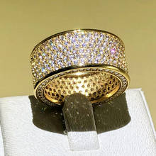 Luxurious Jewelry Paragraph S925 s925 Gem stone Rings Finger Shining 320pcs CZ Full Diamant Gold Ring for Women Men 2024 - buy cheap