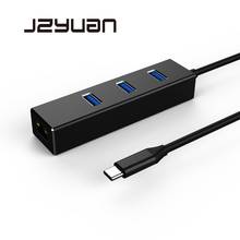 JZYuan USB-C сетевой адаптер Ethernet USB C концентратор к Ethernet RJ45 LAN адаптер с 3 портами USB 3,0 для ноутбука Macbook Pro 2024 - купить недорого