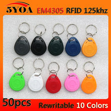 5YOA 50 pcs Cópia em4305 Regravável Duplicar RFID Gravável Rewrite Proximidade ID Token Tag Chave Keyfobs Anel 125 Khz Cartão acesso 2024 - compre barato