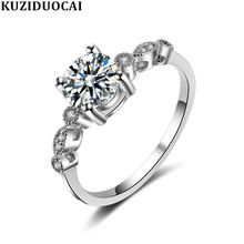Kuziduocai nova moda jóias deslumbrante zircon broto de aço inoxidável abundante vigoroso casamento anéis de noiva para mulher anillos 2024 - compre barato