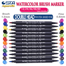 STA 3110 Watercolor Brush Pens Set 12/24/36/48 Colors Soft Markers for Adult and Kids Coloring Books,Drawing,Calligraphy,Writing 2024 - buy cheap