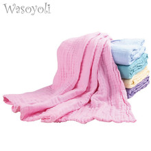 Wasoyoli Colorful Baby Swaddles 110*110cm 100% Seersucker Muslin Cotton 6 Layers Newborn Baby Blankets Soft Bath Hold Wraps 2024 - buy cheap