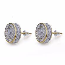 Mens Hip Hop Stud Earring AAA+ CZ Stone Pave Bling Ice Out Round Earrings for Men Hiphop Rapper Jewelry 2024 - buy cheap