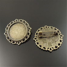 12pcs/pack Vintage Brooches Antique Style Bronze Tone Zinc Alloy Cameo Base Tray Setting Brooch Pin 32*32*2mm Jewelry Fine 33087 2024 - buy cheap