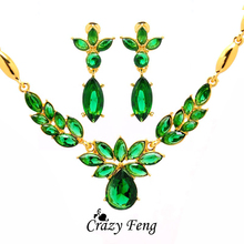 3 Colors Women's Gold Color Flower Shape Engagement Jewelry Set CZ Crystal pendant Necklace Earrings Jewelry Sets Collier Femme 2024 - buy cheap