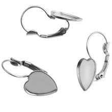 10pcs ( No Fade ) 12mm Stainless Steel Heart French Lever Back Earrings Blank/Base,Fit 12mm Heart Glass Cabochons,Buttons 2024 - buy cheap