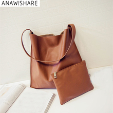 ANAWISHARE Women Leather Handbags Large Composite Bag Shoulder Bag Ladies Casual Tote Bags Shopping Bags 2 Sets Bolsas Femininas 2024 - buy cheap