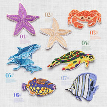 Patches para roupas com desenho de peixe marinho, patches bordados de ferro para desenho, logotipo bonito, roupas infantis 2024 - compre barato