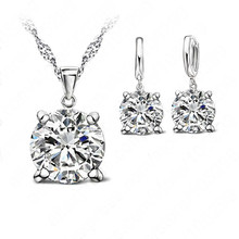 Fashion Austria Crystal  Earrings Necklace Jewelry Sets Classic Wedding Dress 925 Sterling Silver  Fashion Pendant Necklace 2024 - buy cheap