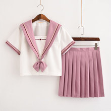 Uniforme de Escuela Japonesa para niñas, Tops de Sailor + corbata + falda Estilo marinero, ropa para estudiantes, de talla grande, ropa de animadora Lala 2024 - compra barato