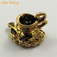 Julie Wang 5-40 Uds colgantes de taza de café antiguo de aleación de oro Vintage Teacup collar pulsera joyería que hace accesorio artesanal 2024 - compra barato