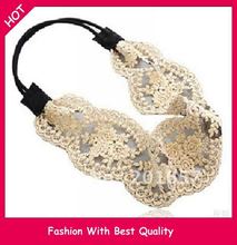 Wholesale and Retail freeshipping wide white Lace Elastic hairband embroidery kniting headband 12pc/lot 2024 - buy cheap