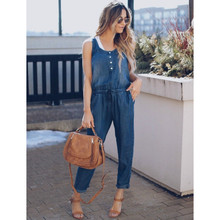 2018 Summer Fashion Pocket Rompers Womens Jumpsuit Loose Overalls Sleeveless Playsuit S-XL 2024 - buy cheap