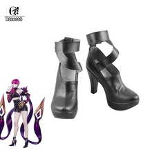 Rolecos kda sapatos de cosplay femininos, botas de salto alto da evelmundial 9cm 2024 - compre barato