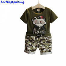 Children Boy Clothes Sets 2018 Summer New Kids Short Sleeves T-Shirt Camouflage Shorts 2pcs Toddler Suits Child Clothing Suits 2024 - buy cheap
