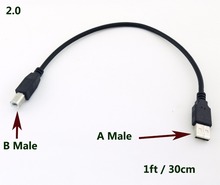 1pcs High Speed USB 2.0 Type A Male To USB 2.0 B Male Printer Scanner Adapter Cable Cord Black 30cm 1FT 2024 - buy cheap