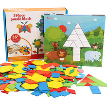 250pcs wooden Jigsaw Puzzles children Geometric Shape color figures cognition learning ealy Educational toys creative DIY puzzle 2024 - buy cheap