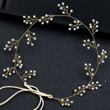 Tiara vintage redonda com pérolas simuladas douradas, acessório de cabelo para mulheres, faixa de cabeça artesanal para casamento 2024 - compre barato