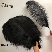 Plumas de avestruz de barra negra, 100 Uds., 15-60CM, para DIY, joyería artesanal, decoración del banquete de boda, accesorios 2024 - compra barato