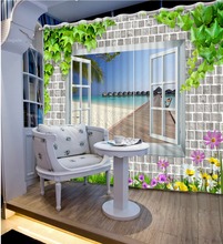 Bed Room Living Room Office Hotel Cortinas Green Leaf Flower Brick Window Curtains Home Bedroom Decoration Blackout 3D Curtain 2024 - buy cheap