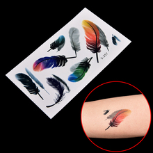 Lovely 1Pc Feather 3d Temporary Tattoo Body Art Flash Tattoo Stickers 19*9cm Waterproof Styling Tatoo Home Decor Wall Sticker 2024 - buy cheap