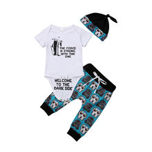 Fashion Cartoon Newborn Baby Boy Girl Romper Tops Skull Pants Leggings 3pcs Outfit Set Clothes 2024 - buy cheap