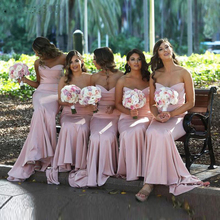2019 Simple Sweetheart largo hasta el suelo vestido de invitados de boda para el vestido de fiesta vestido de dama de honor de color rosa barato 2024 - compra barato